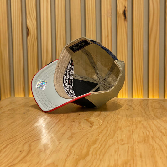 Gorra Goorin Bros Cock Leather Azul Beige Rojo Unitalla