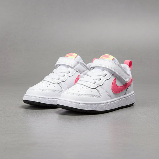 Tenis Nike Court Borough Low 2 (TDV) BQ5453 108 Blanco Rosa Bebe