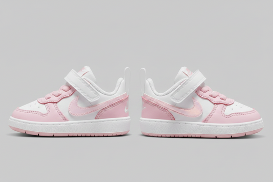 Tenis Nike Court Borough Low 2 (TDV) BQ5453 108 Blanco Rosa Bebe