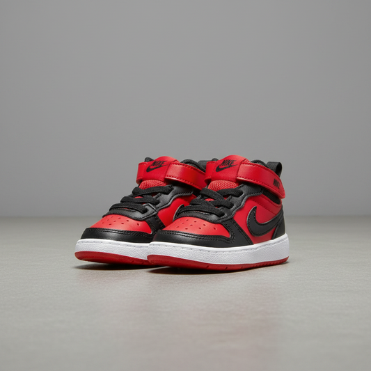 Tenis Nike Court Borough Mid 2 (TDV) CD7784602 Negro Rojo