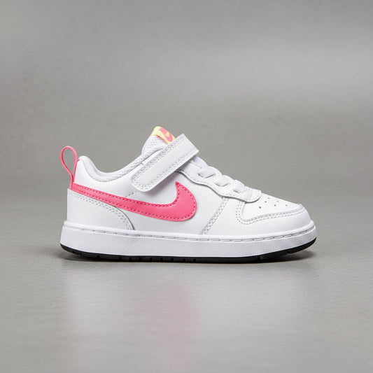 Tenis Nike Court Borough Low 2 (TDV) BQ5453 108 Blanco Rosa Bebe