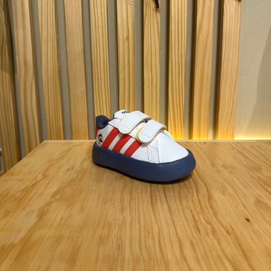 Tenis Adidas Grand Court Mickey CF I Bebe IF4054 Blanco Rojo Azul