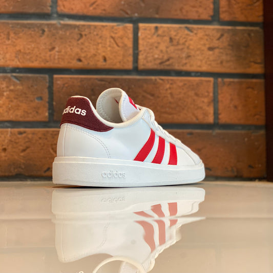 Tenis Adidas Grand court base 2.0 ID4453 Blanco Rojo