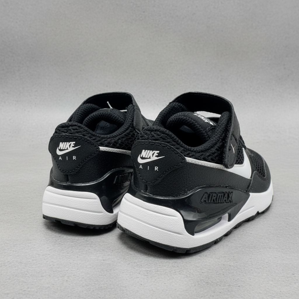 Tenis Nike Air max system (TD) DQ0286 001 Negro Blanco Bebe
