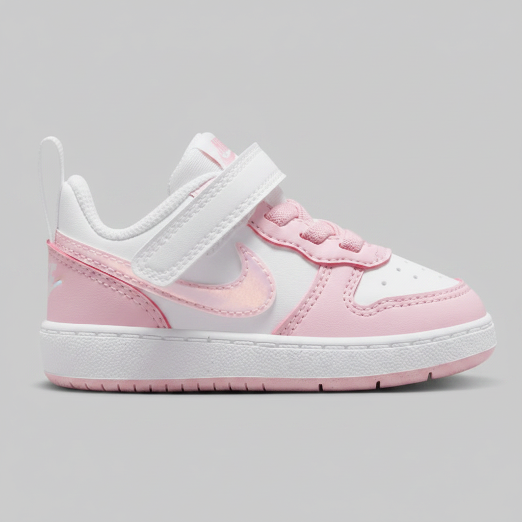 Tenis Nike Court Borough Low 2 (TDV) BQ5453 108 Blanco Rosa Bebe
