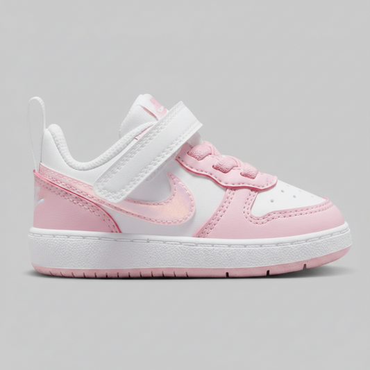 Tenis Nike Court Borough Low 2 (TDV) BQ5453 108 Blanco Rosa Bebe