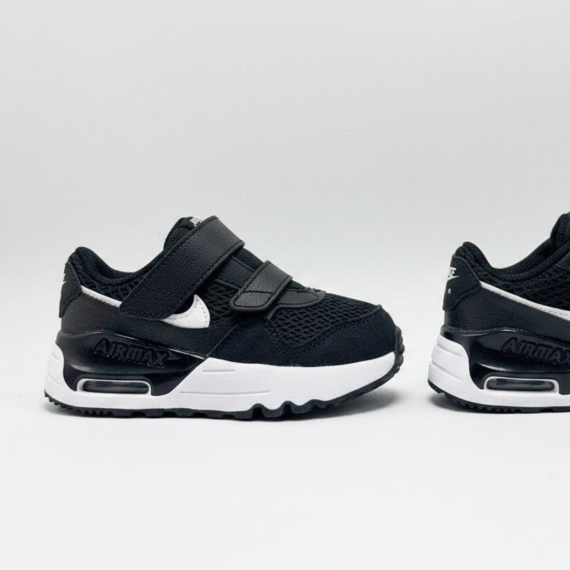 Tenis Nike Air max system (TD) DQ0286 001 Negro Blanco Bebe