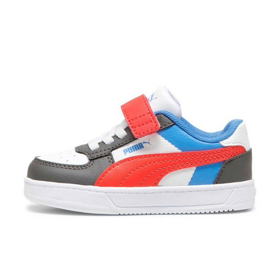 Tenis Puma Caven 2.0 Bloc AC + Inf 394463 04 Gris Azul Rojo Bebe